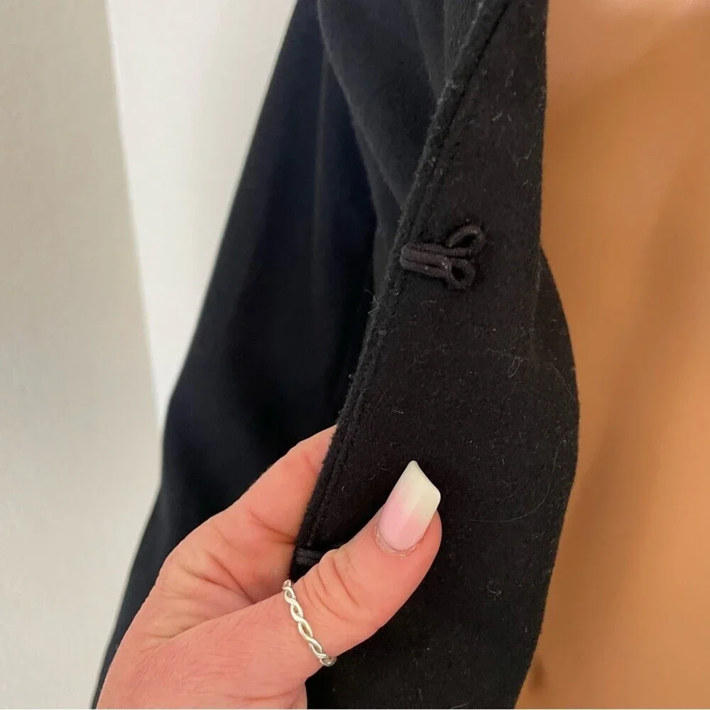 Chico's jacket/blazer size 1 black wool feel/look - hook eye closure LG - Picture 10 of 11